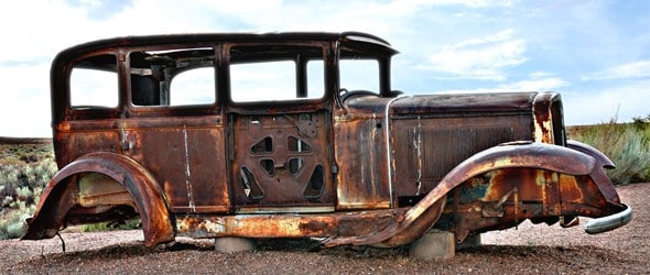 Old vintage scrap car model