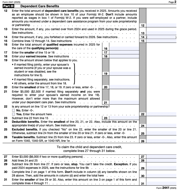 IRS Form 2441 page 2