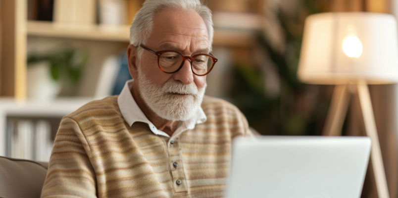 An older man with glasses researches how to file Form 2848 for power of attorney for tax matters