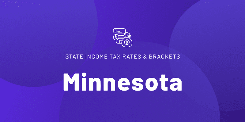 Text that reads "STATE INCOME TAX RATES & BRACKETS" with "Minnesota" in large, bold white letters.