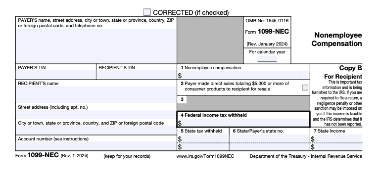 An image of IRS Form 1099-NEC