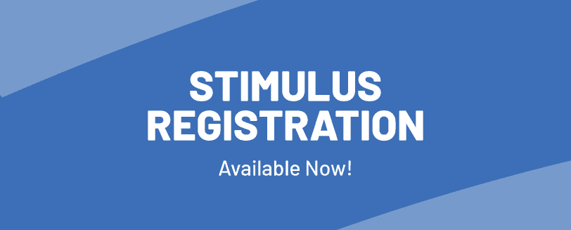 A banner showing stimulus registration is available at TaxAct