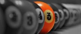 Red billiard ball with number 5