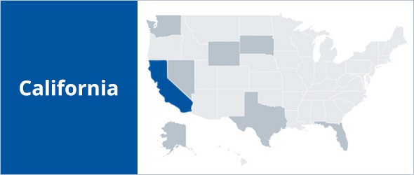 Map of USA highlighting California State