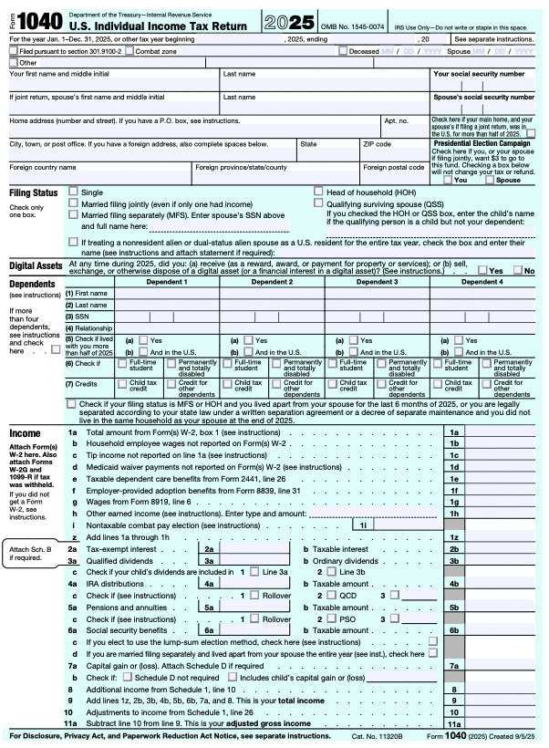 IRS Form 1040 page 1