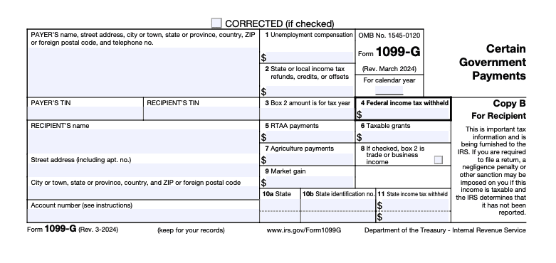 An image showing IRS Form 1099-G