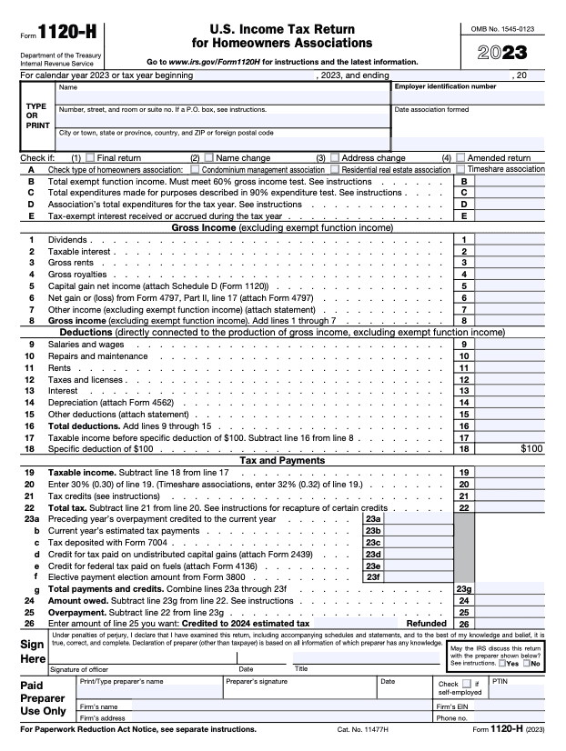 Schedule H (Form 1120)