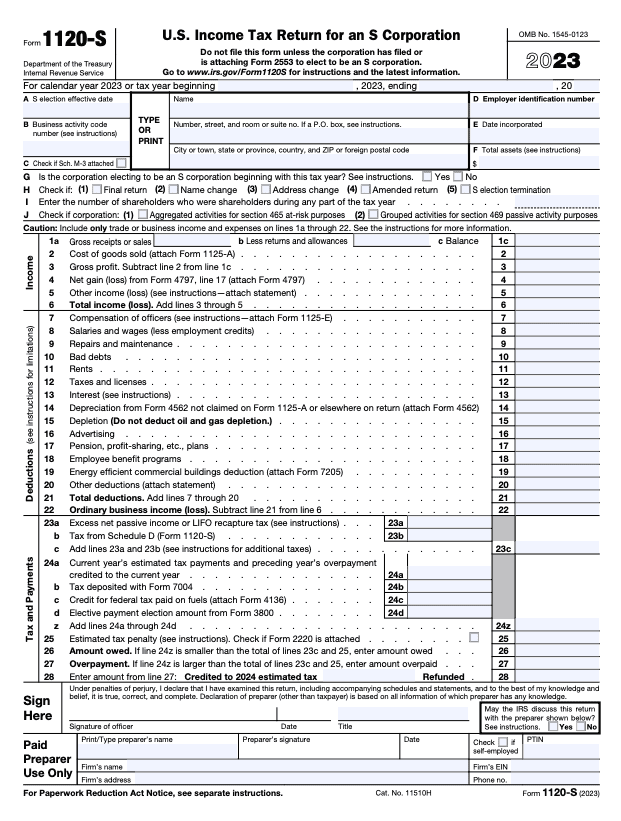 IRS Form 1120-S