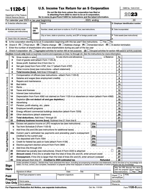 How To Fill Out Form 1120 S For S Corporations Deductions Income How To Fill Out Form 1120 S For S Corporations Deductions Income