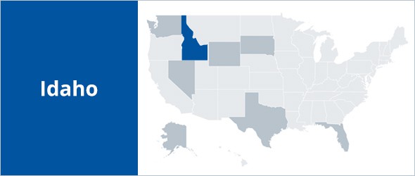 Map of USA highlighting Idaho State