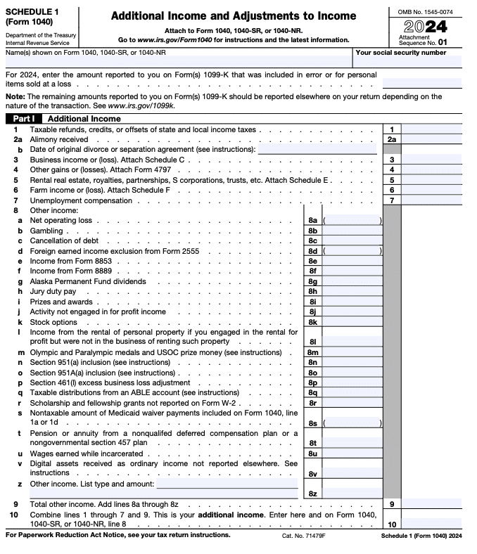 IRS Schedule 1 (Form 1040)