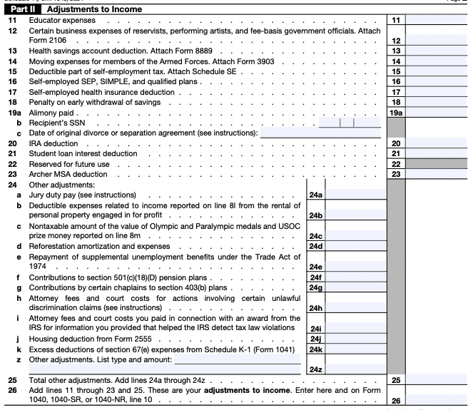 IRS Schedule 1 (Form 1040) page 2