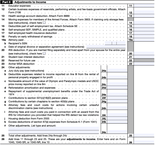 IRS Schedule 1 (Form 1040) page 2