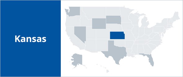 Map of USA highlighting Kansas State