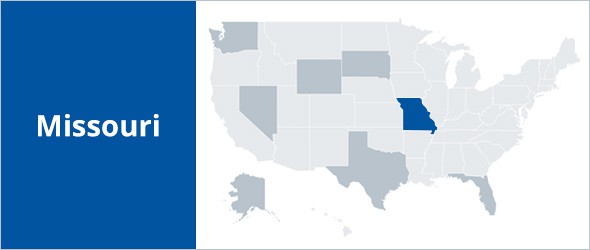 Map of USA highlighting Missouri State