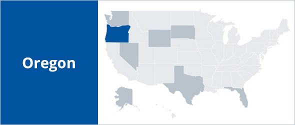 Map of USA highlighting Oregon State