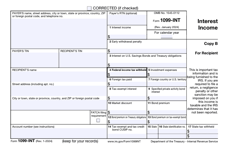 An image of IRS Form 1099-INT